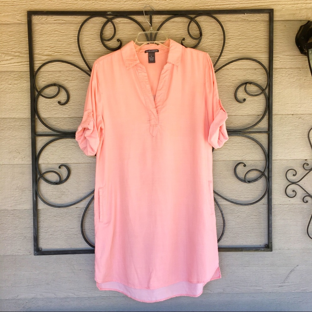 Chelsea & Theodore Pink Shirt Dress EUC SZ M